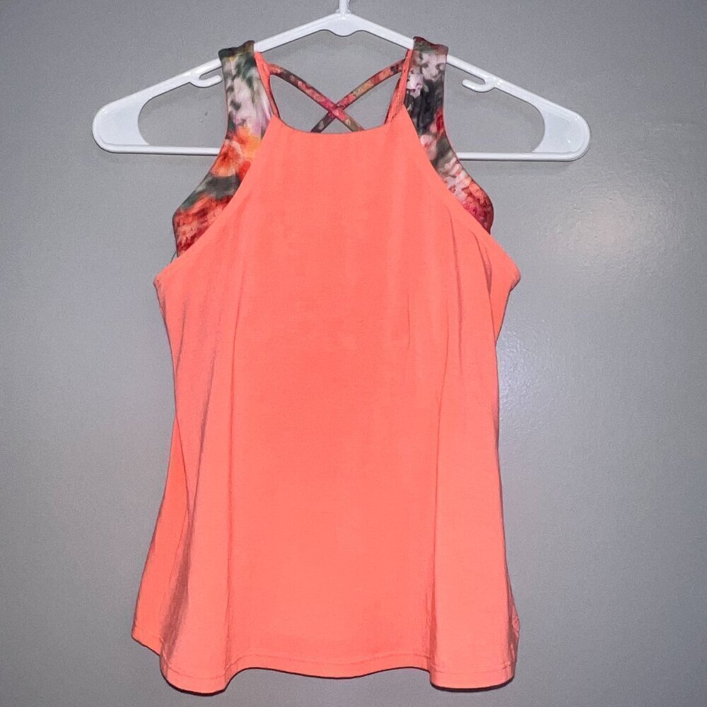 Athleta Girl Times Two Renewed Bloom Spring Pink Tank Size M/8-10